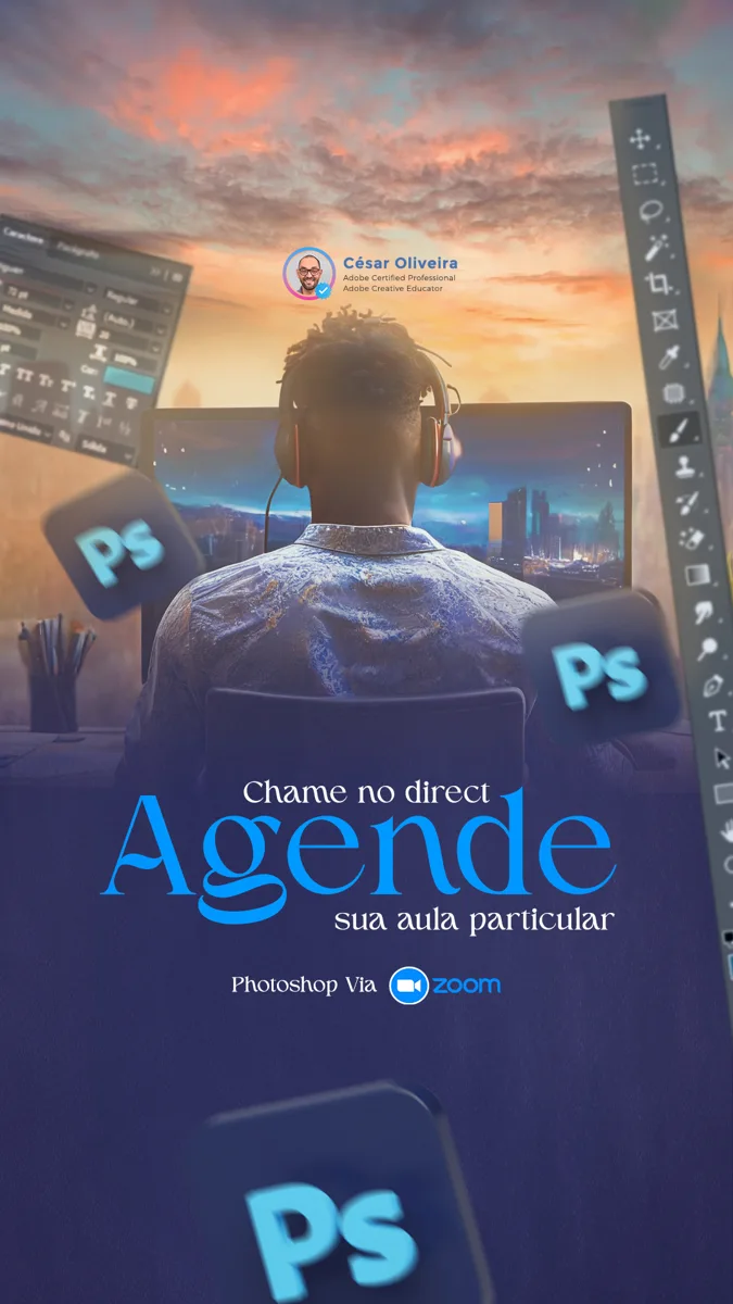 Photoshop · Aulas particulares. Comunicação visual para aulas e formação.