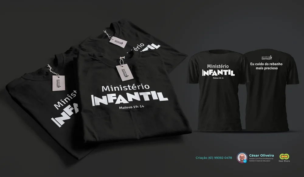 Semear GO · Ministério infantil. Estampa, identidade e aplicação no vestuário.