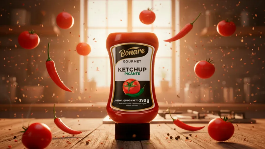 Bonar’e · Ketchup Picante. Imagem publicitária, produto e atmosfera.