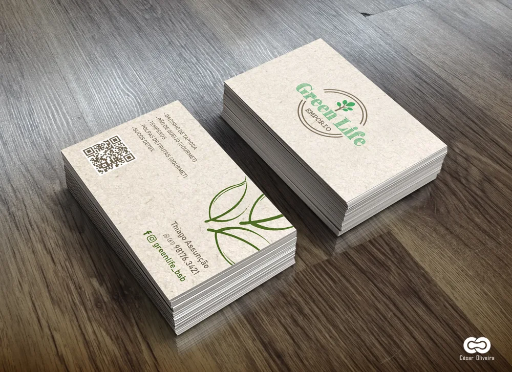 Green Life · Cartões. Design e identidade aplicados ao impresso.